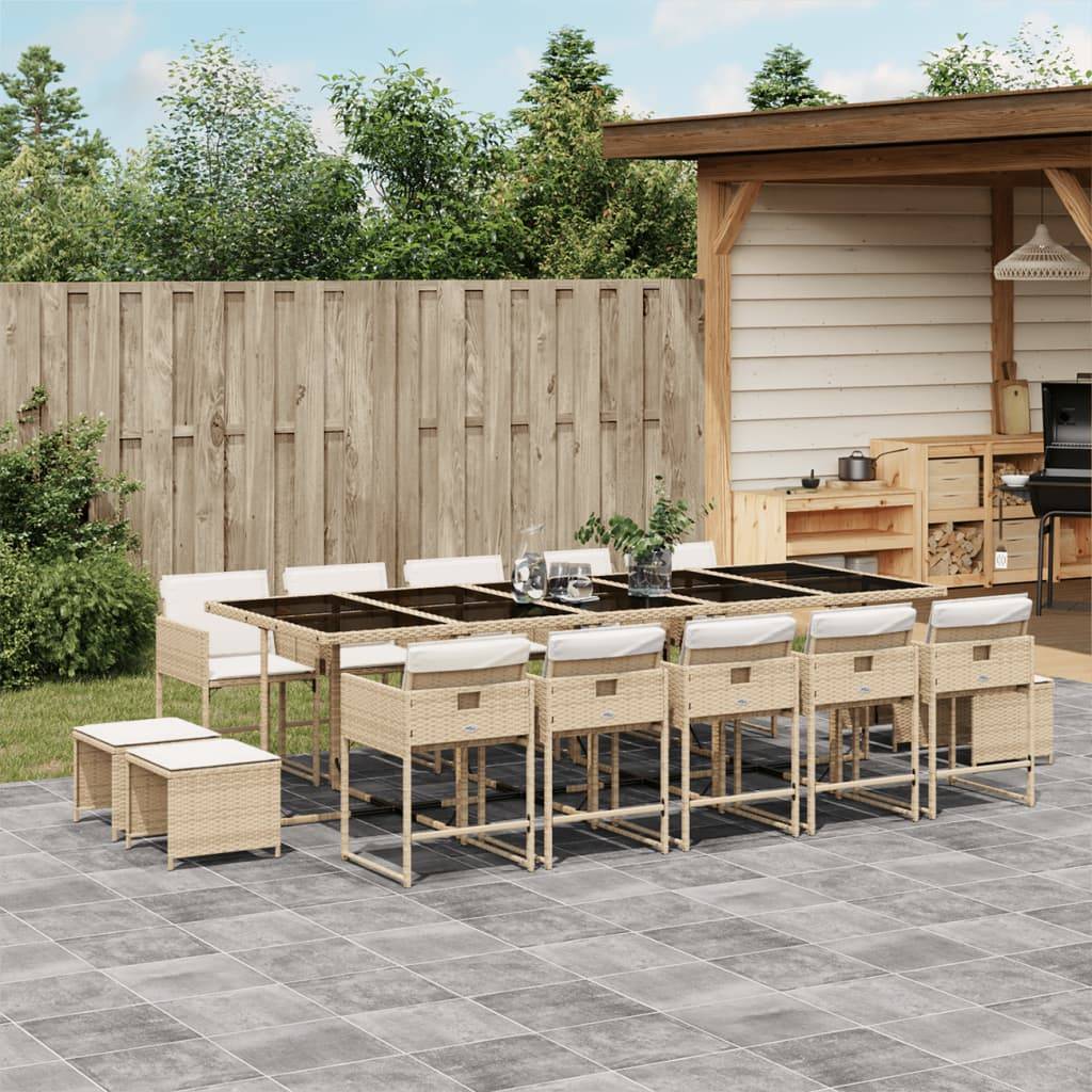 ComfortXL - Grande Table de Jardin 14 Places Beige et Chaises Encastrables en Résine Tressée, Plateau Verre – ComfortXL Outdoor Living - Image 1