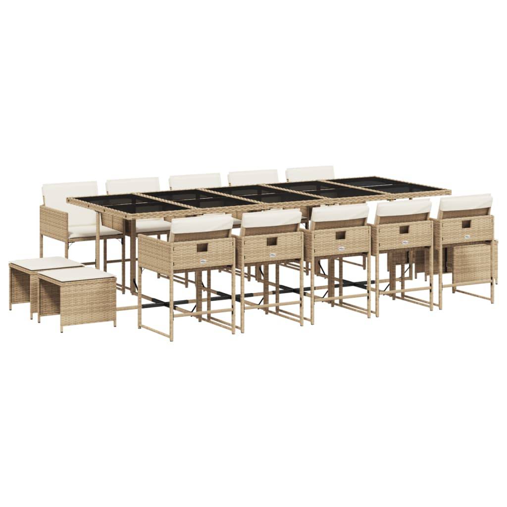 ComfortXL - Grande Table de Jardin 14 Places Beige et Chaises Encastrables en Résine Tressée, Plateau Verre – ComfortXL Outdoor Living - Image 2