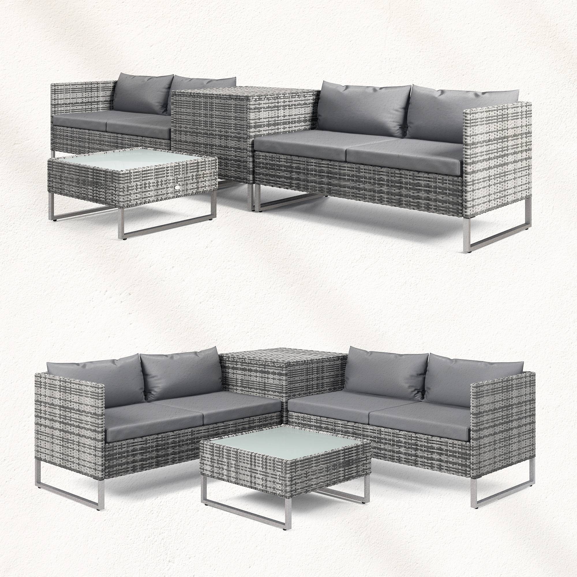 ComfortXL - Salon de jardin modulable 4 pièces acier résine tressée coffre gris - ComfortXL Outdoor Living - Image 10