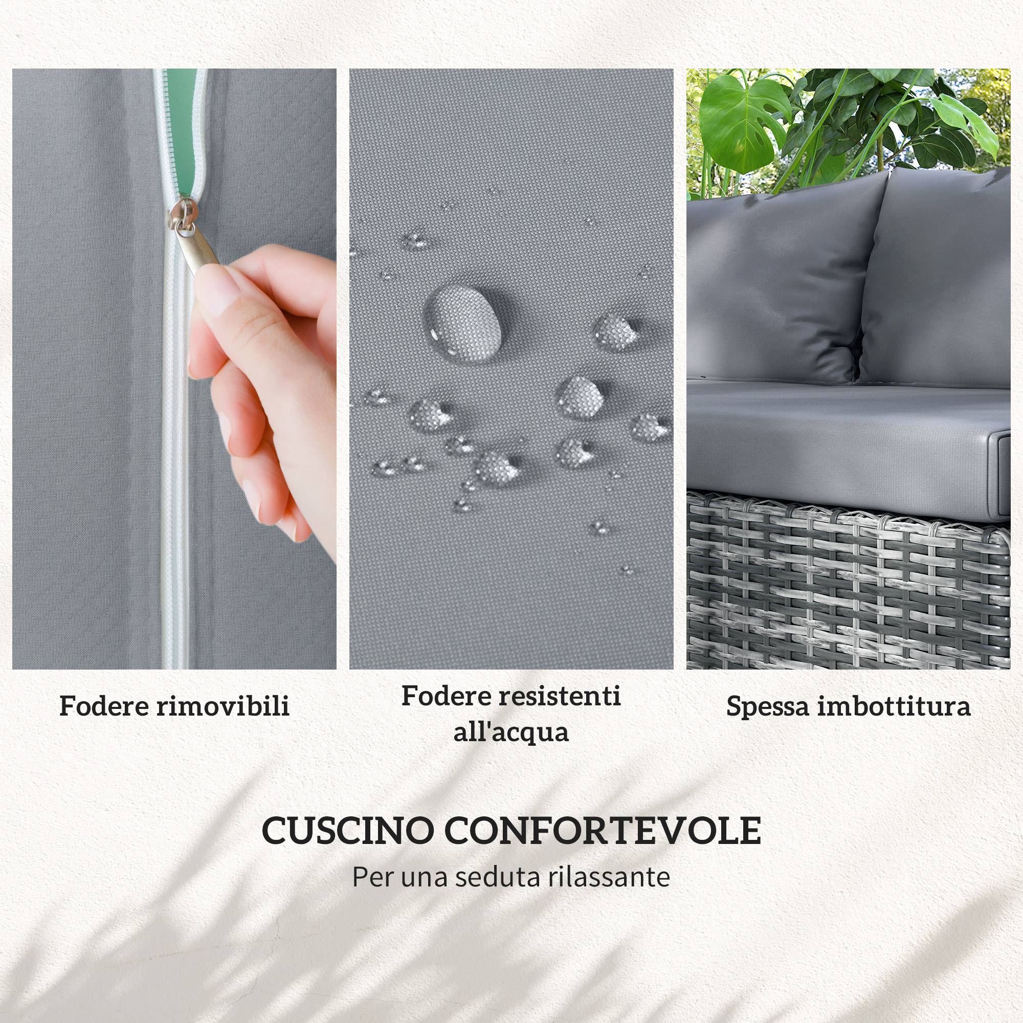 ComfortXL - Salon de jardin modulable 4 pièces acier résine tressée coffre gris - ComfortXL Outdoor Living - Image 8