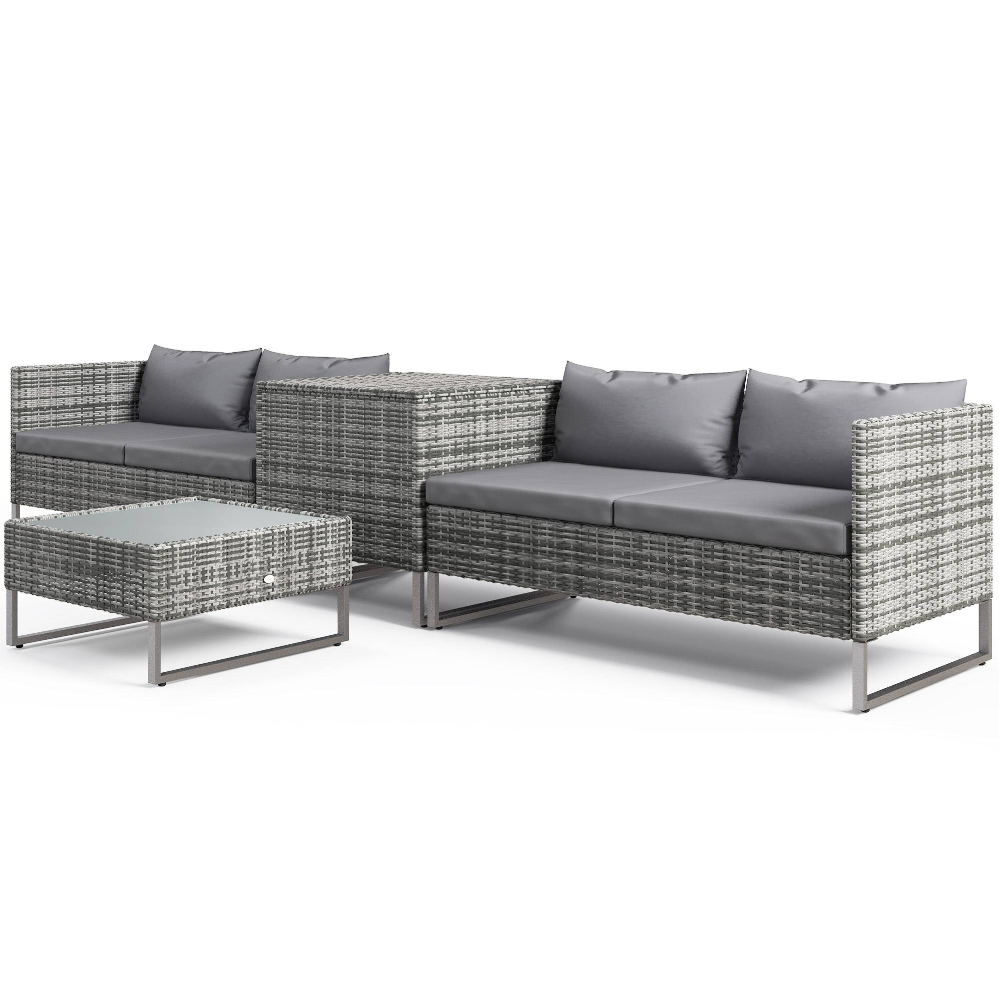 ComfortXL - Salon de jardin modulable 4 pièces acier résine tressée coffre gris - ComfortXL Outdoor Living - Image 2