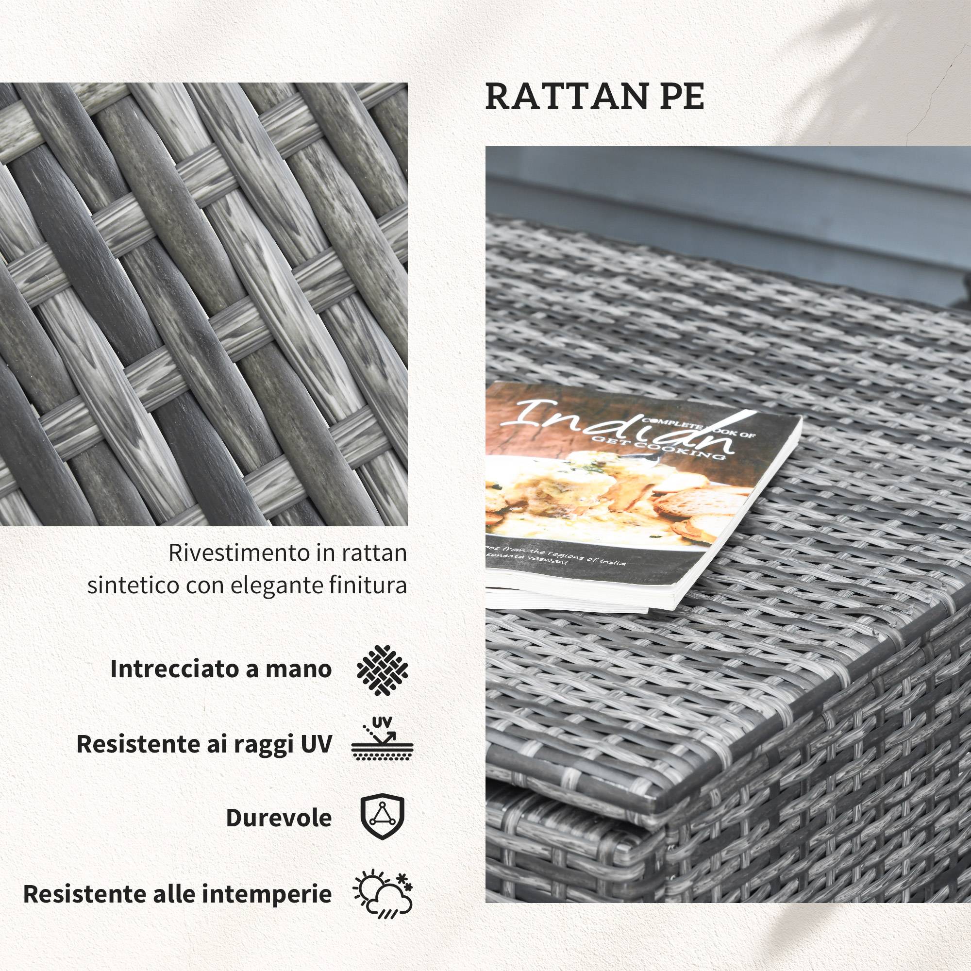 ComfortXL - Salon de jardin modulable 4 pièces acier résine tressée coffre gris - ComfortXL Outdoor Living - Image 7