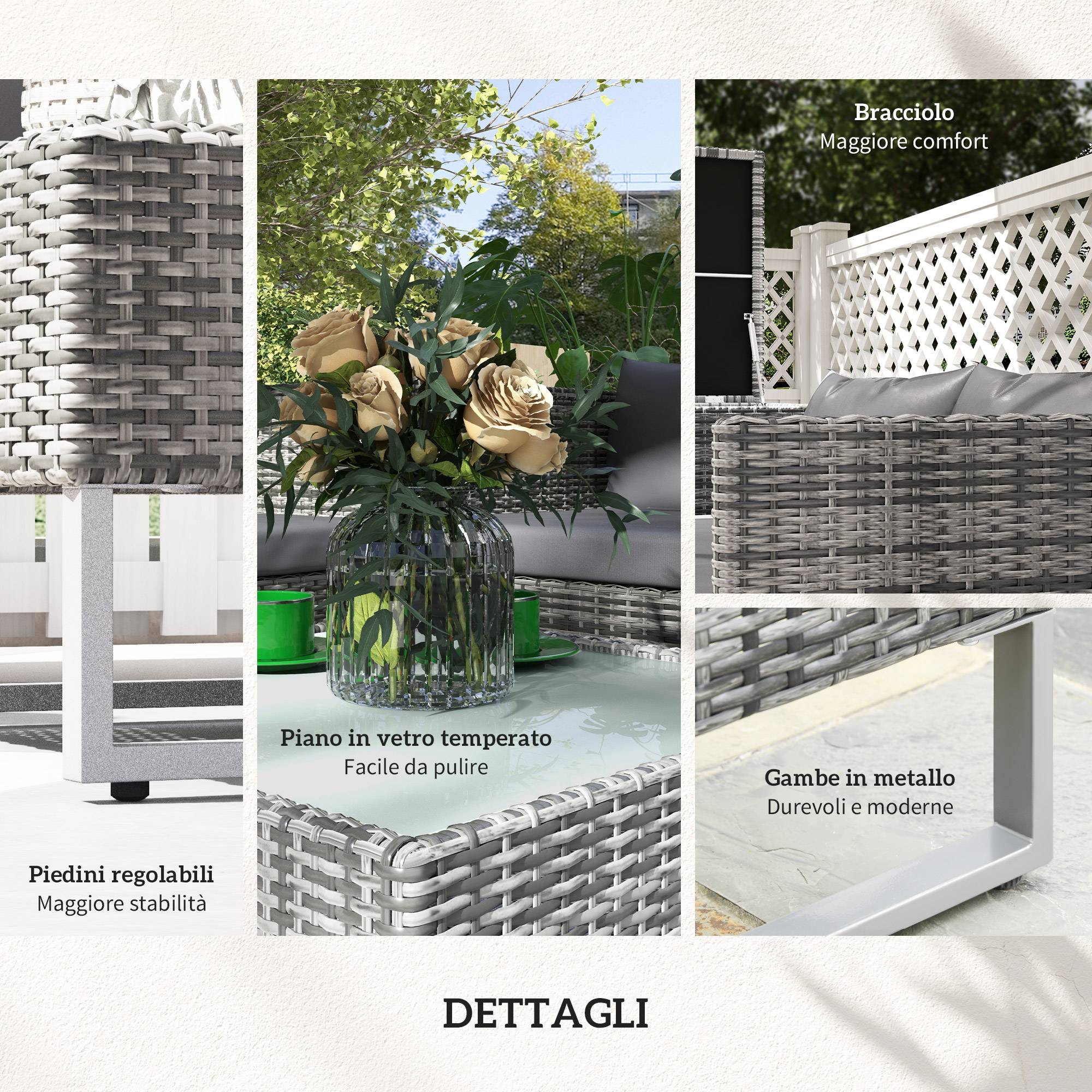 ComfortXL - Salon de jardin modulable 4 pièces acier résine tressée coffre gris - ComfortXL Outdoor Living - Image 9