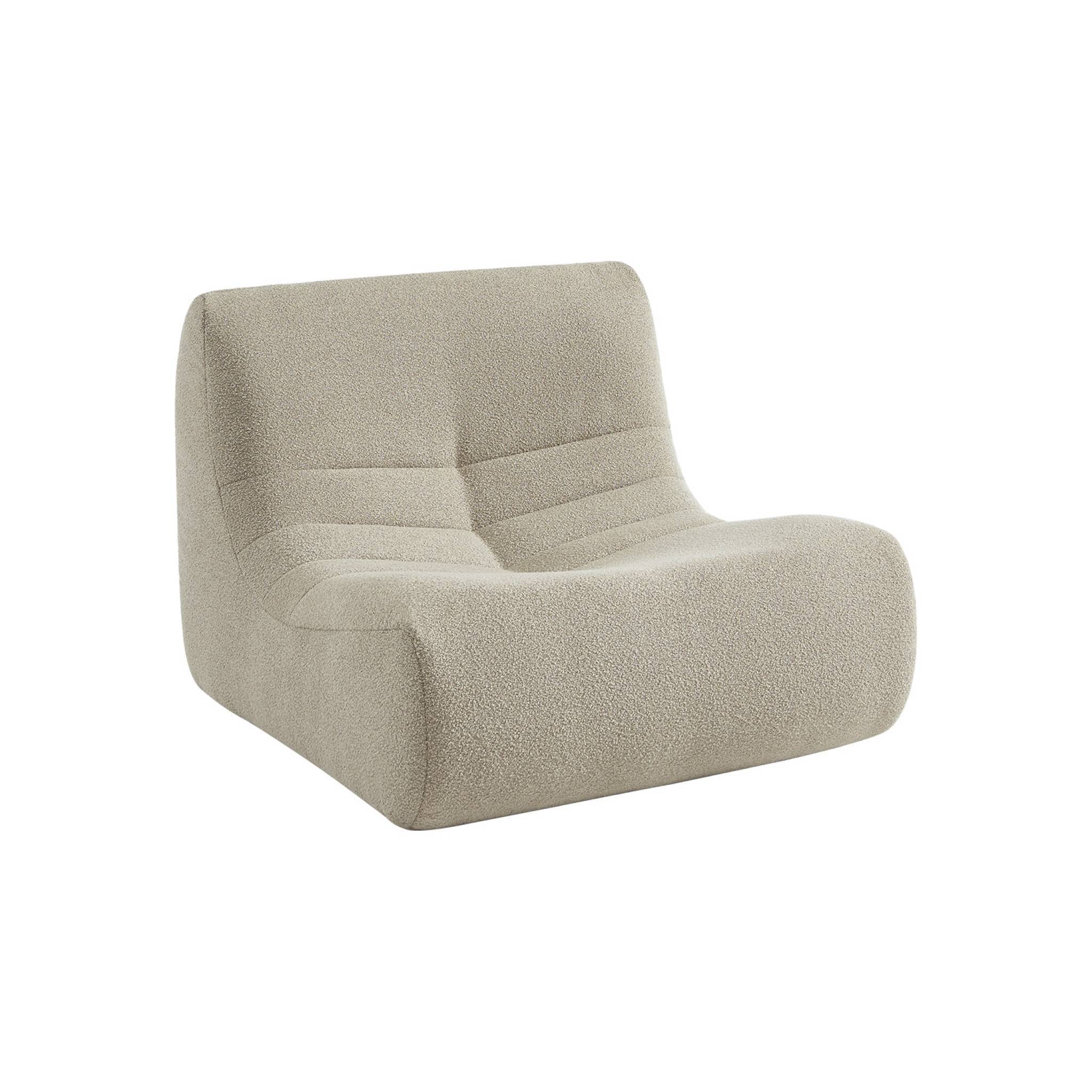 sweeek - Chauffeuse bouclette texturée 1 place avec repose pieds beige - Sokol | sweeek - Image 6