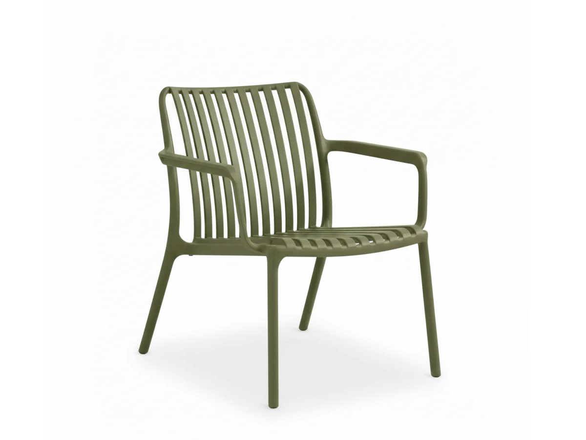 Fauteuil bas de jardin en résine PP 50 % recyclé Joysxee, vert sauge - Jardiline - Image 1