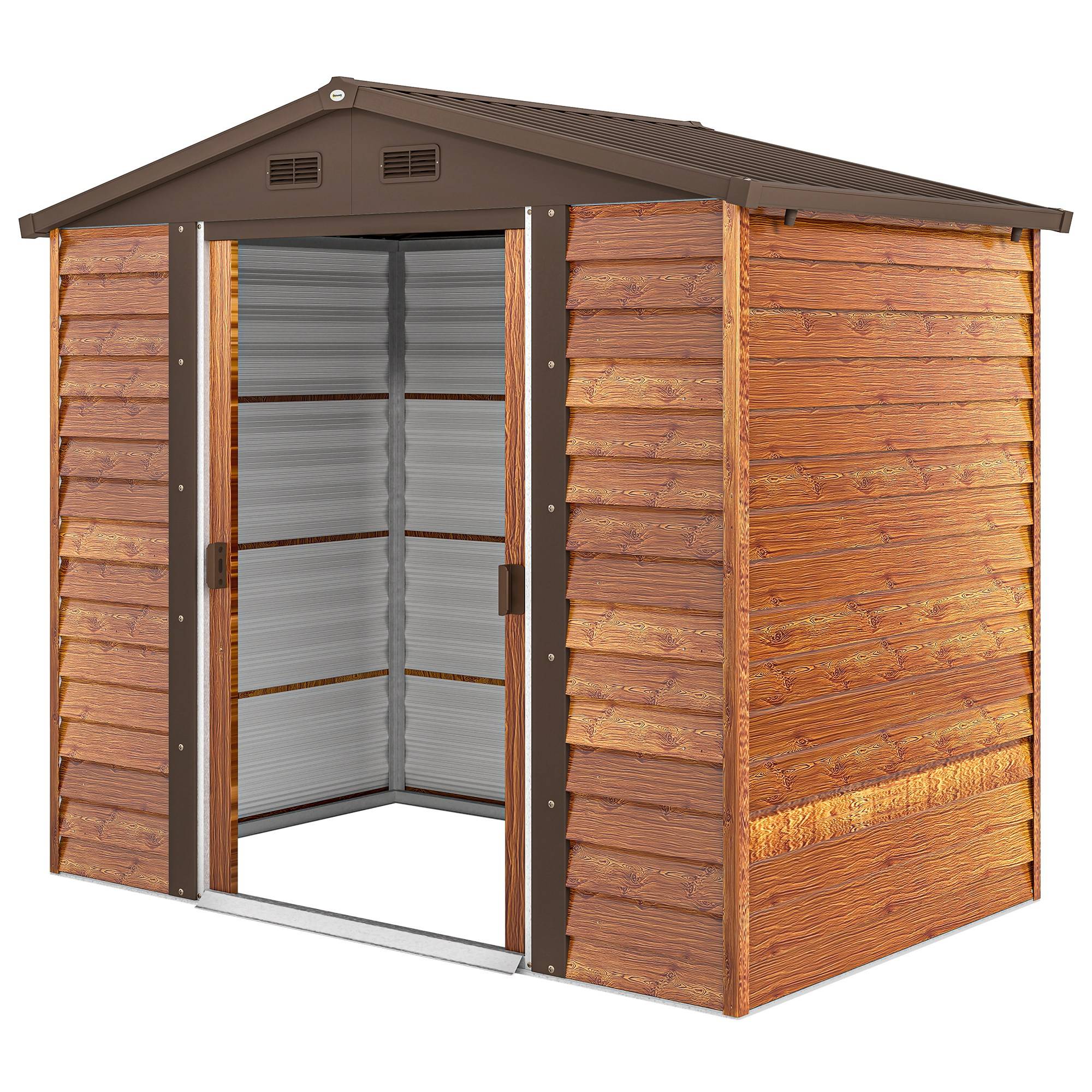 ComfortXL - Abri de jardin acier galvanisé aspect bois 152 x 235,7 cm stockage sécurisé - ComfortXL Outdoor Living - Image 2