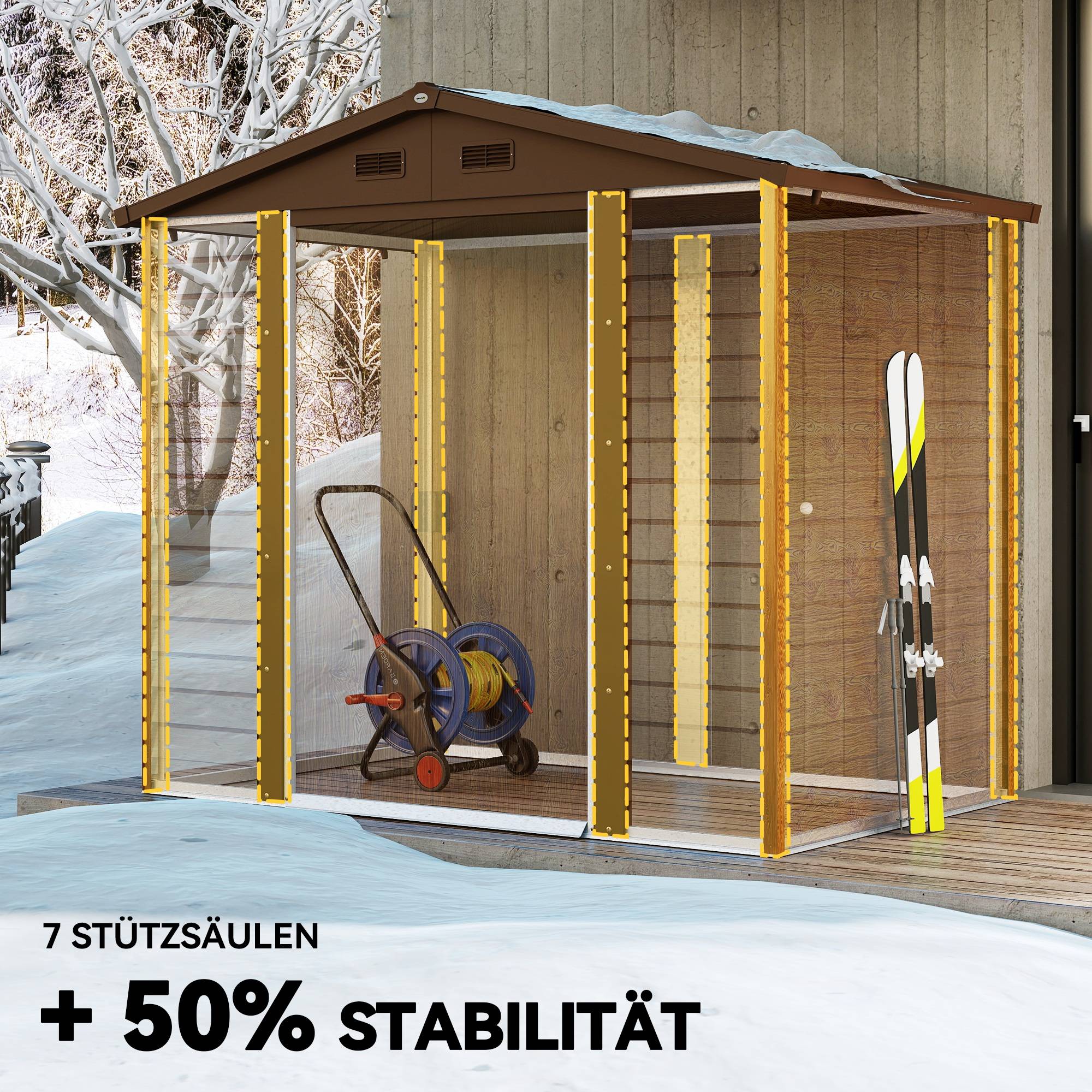ComfortXL - Abri de jardin acier galvanisé aspect bois 152 x 235,7 cm stockage sécurisé - ComfortXL Outdoor Living - Image 7