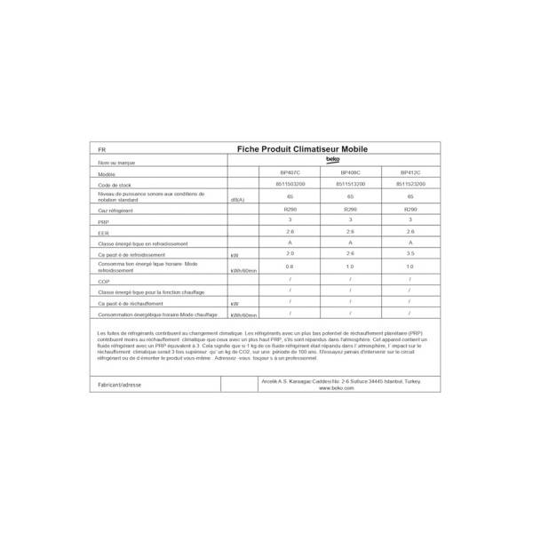 Beko - Climatiseur mobile Beko BP412C - Image 6