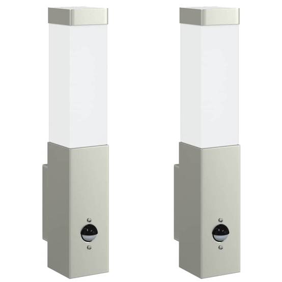 2pcs Appliques murales extérieures - Lampes murales extérieures Argent 10,5 x 6 x 35 cm g7 - Image 1