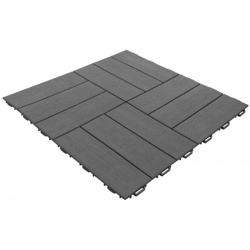 Dalle clipsable jardin finition bois "A l'italienne" - 56 x56 cm - Gris anthracite - ArtPlast - Image 1