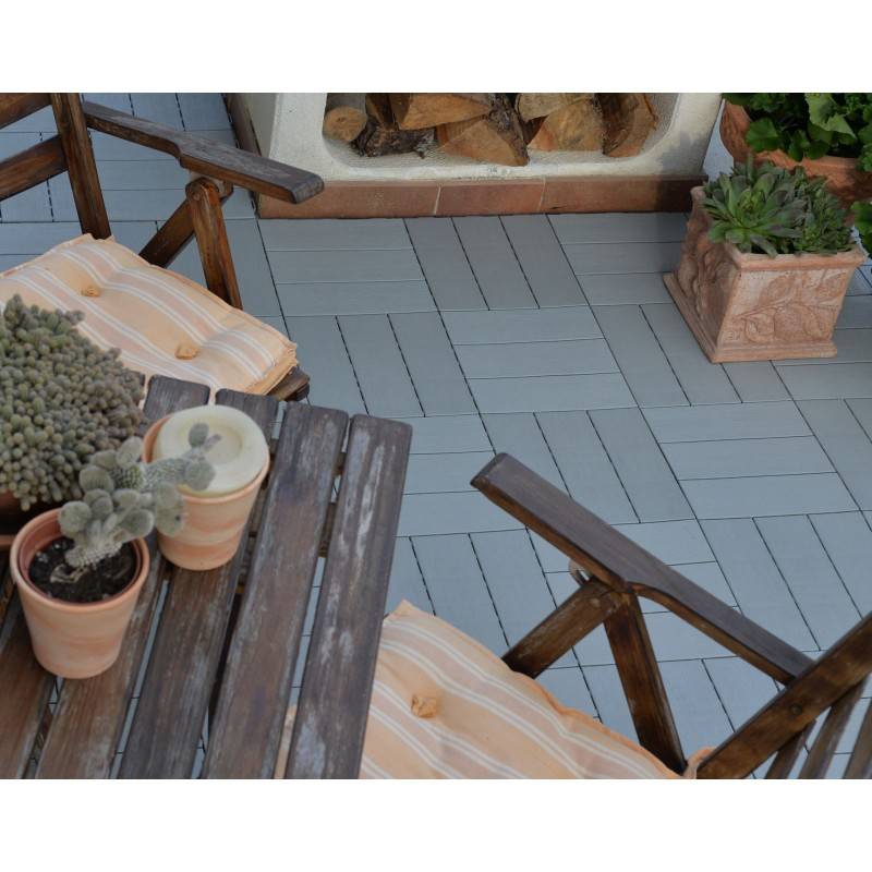 Dalle clipsable jardin finition bois "A l'italienne" - 56 x56 cm - Gris anthracite  - ArtPlast - Image 9