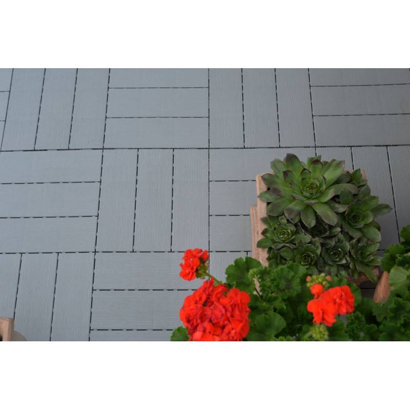 Dalle clipsable jardin finition bois "A l'italienne" - 56 x56 cm - Gris anthracite  - ArtPlast - Image 10