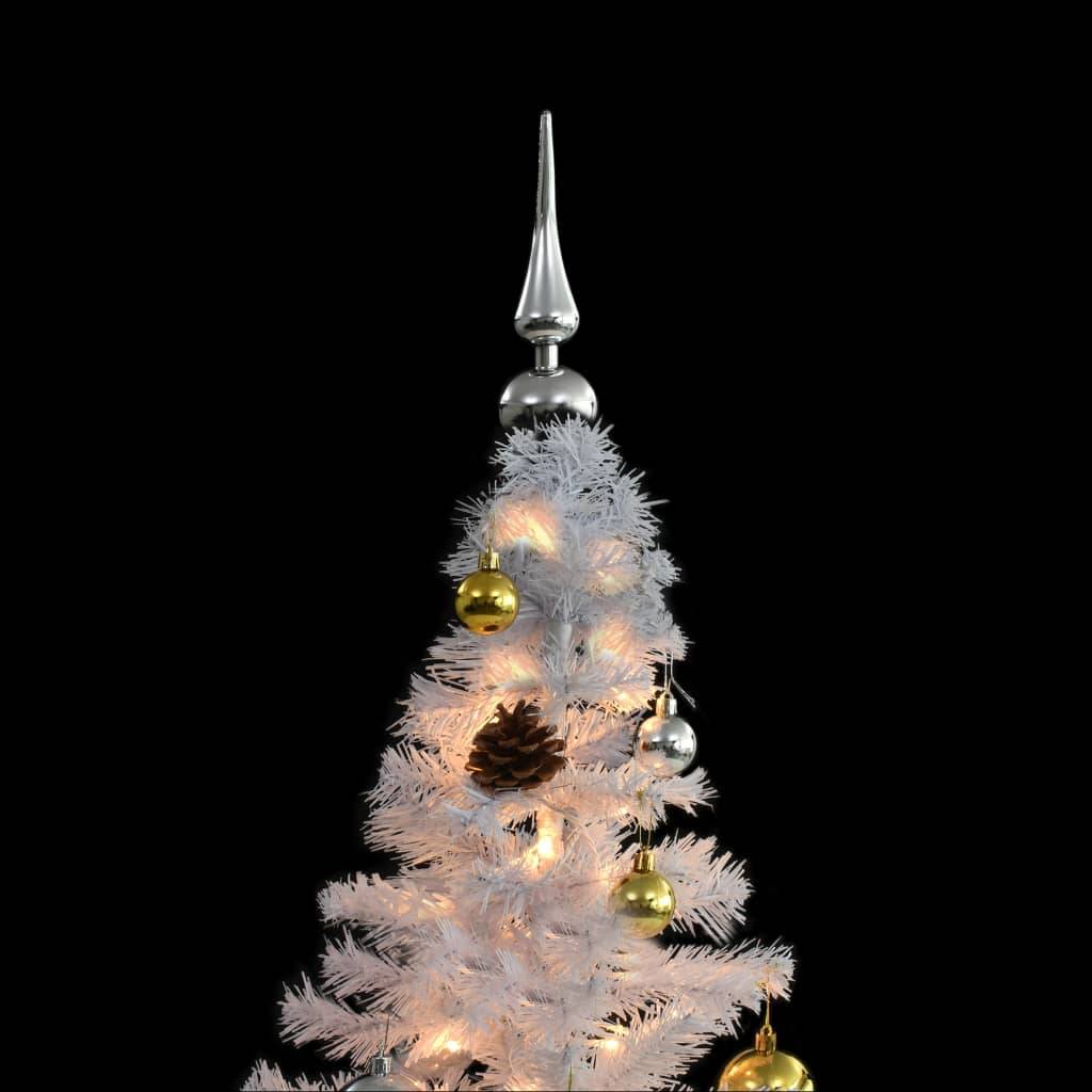 Arbre de Noël, Sapin de Noël artificiel pré-éclairé avec boules blanc 180 cm u294q - Image 6