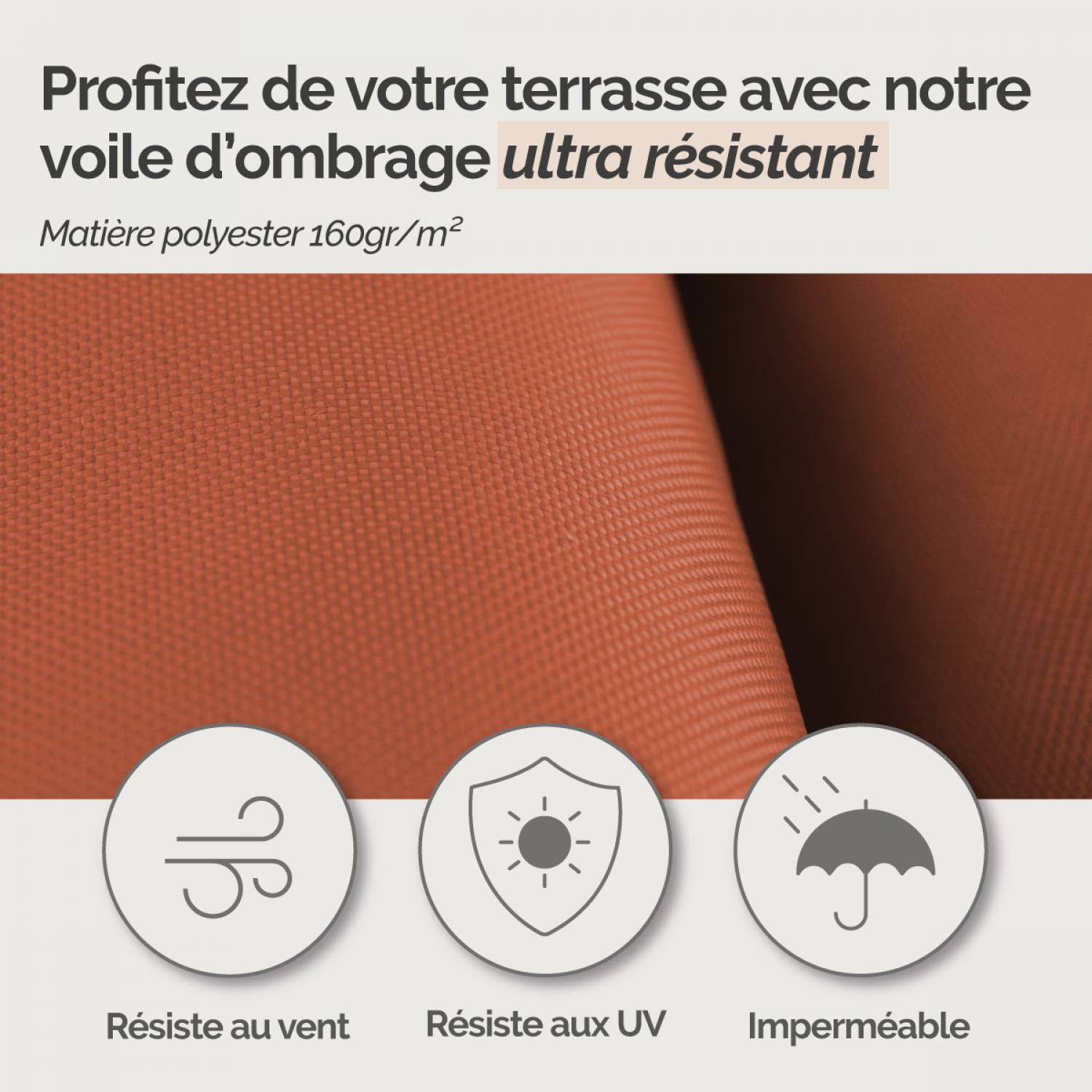 Linxor - Voile d'ombrage rectangulaire imperméable et anti-UV - 3 x 4 m - Terracotta - Linxor - Image 3