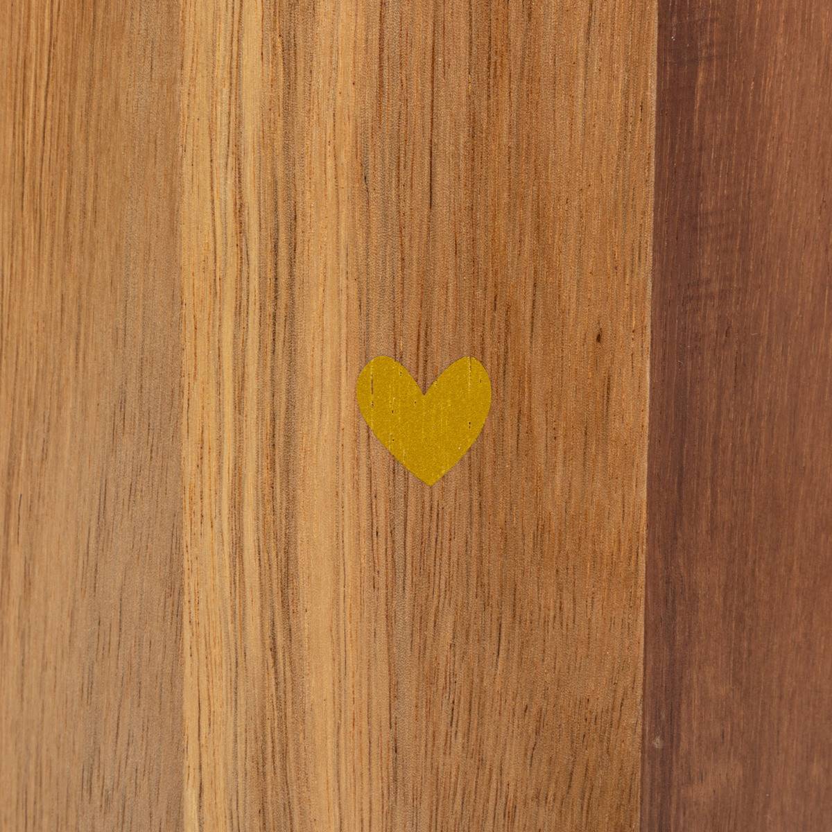 Cache-Pot en Bois d'Acacia avec un coeur doré D 18 x H 18,5 cm - Image 2