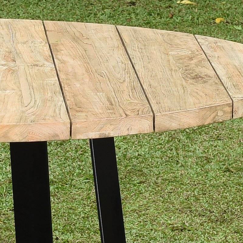 Table métal anthracite et teck recyclé D 160 cm Orsay - Gecko Jardin - Image 4