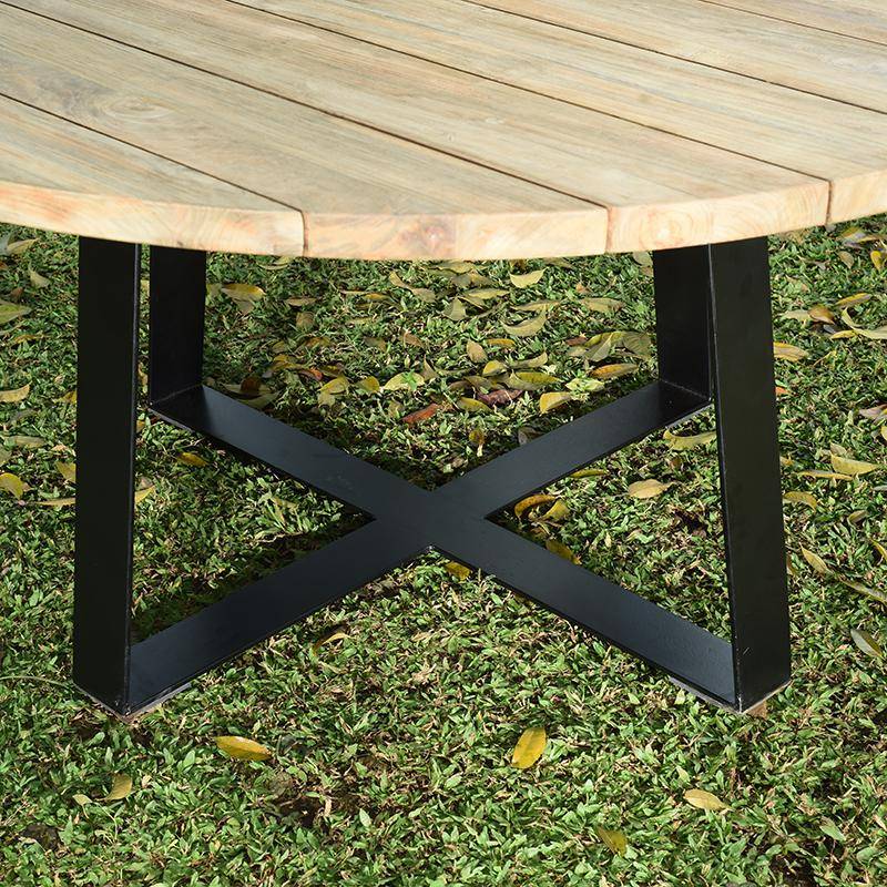 Table métal anthracite et teck recyclé D 160 cm Orsay - Gecko Jardin - Image 3