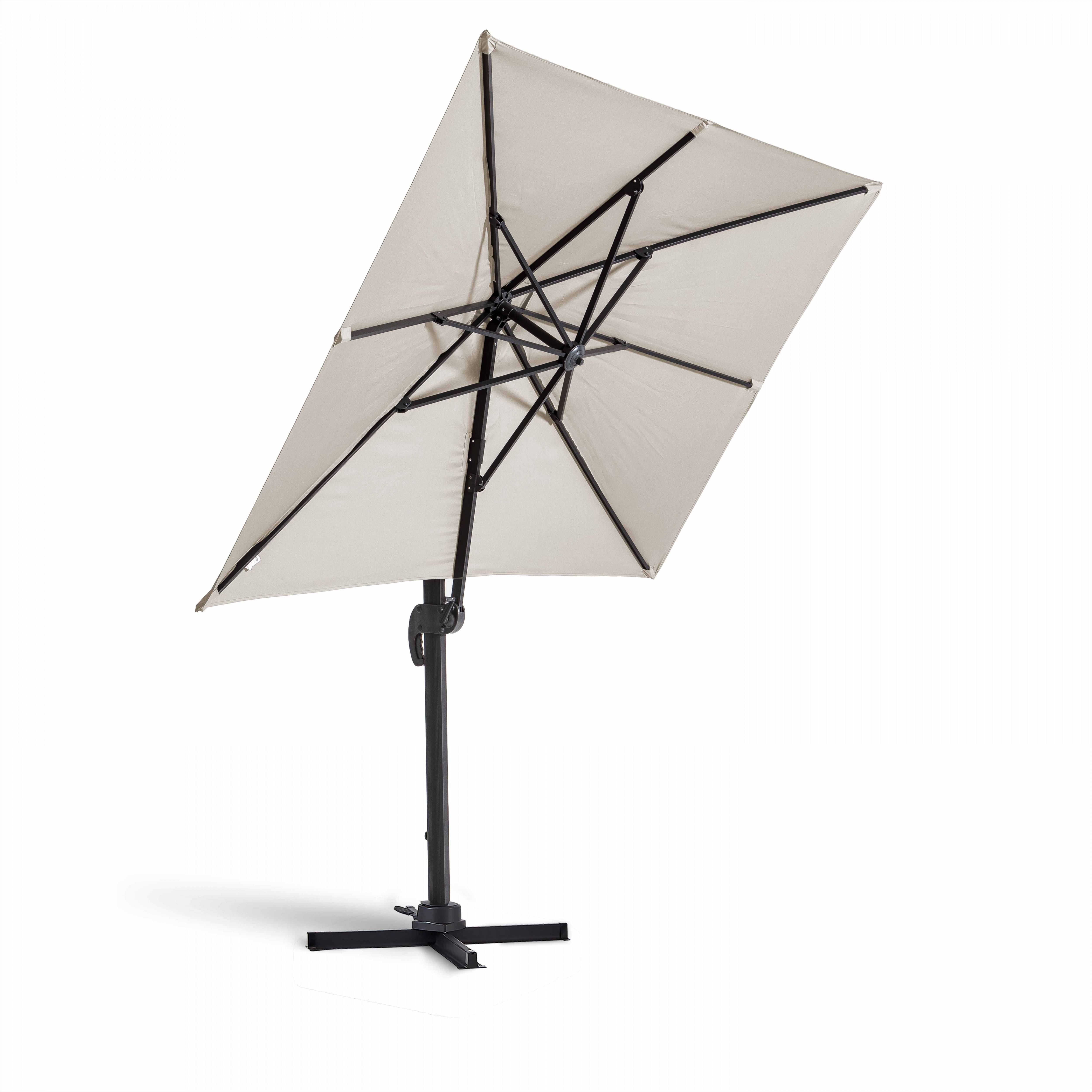 Oviala - Parasol déporté 2x3 m et 4 dalles à remplir aluminium blanc Amalya - Oviala - Image 3