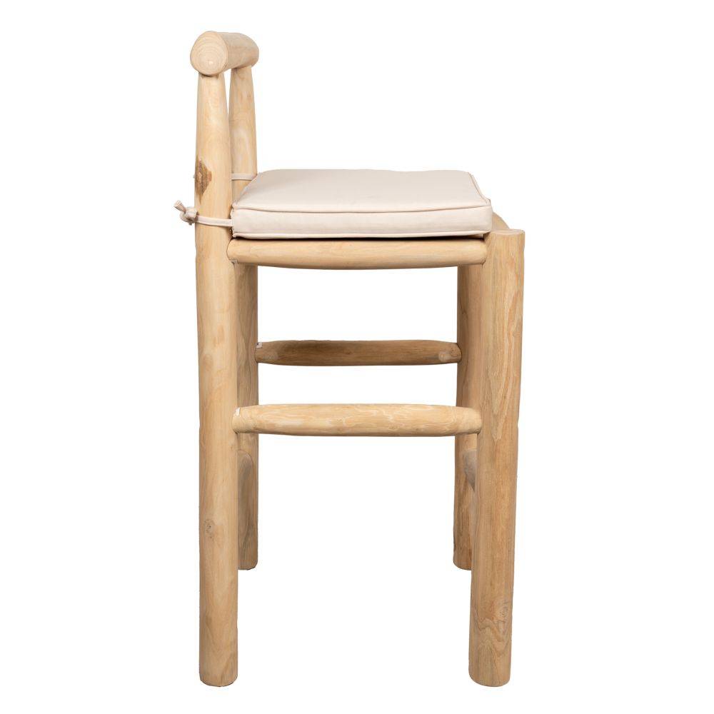 Aubry Gaspard - Tabouret haut en branches de teck naturel - Image 3