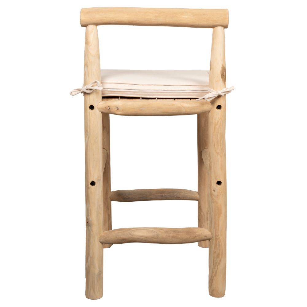 Aubry Gaspard - Tabouret haut en branches de teck naturel - Image 4