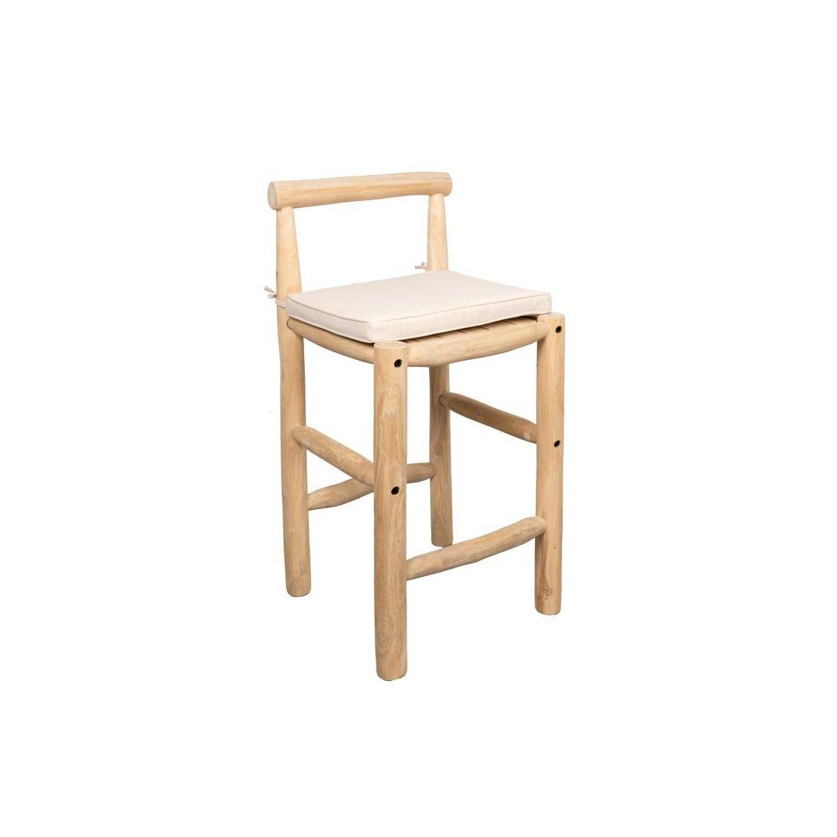 Aubry Gaspard - Tabouret haut en branches de teck naturel - Image 1