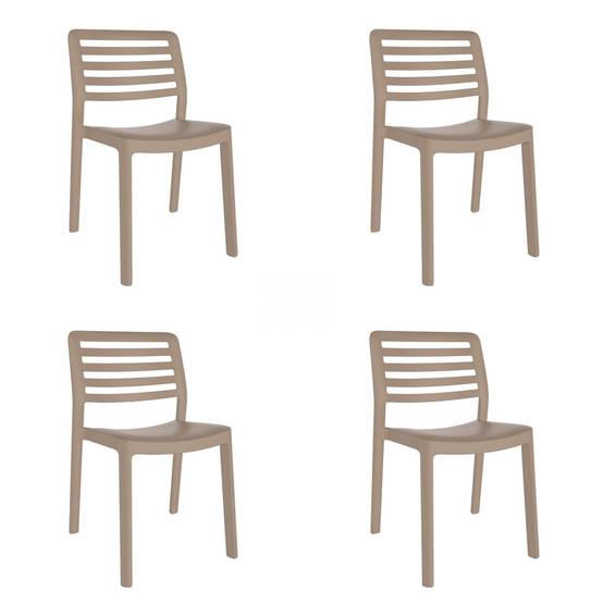 Set 4 chaises intérieur, extérieur sable WIND garbar - Image 1
