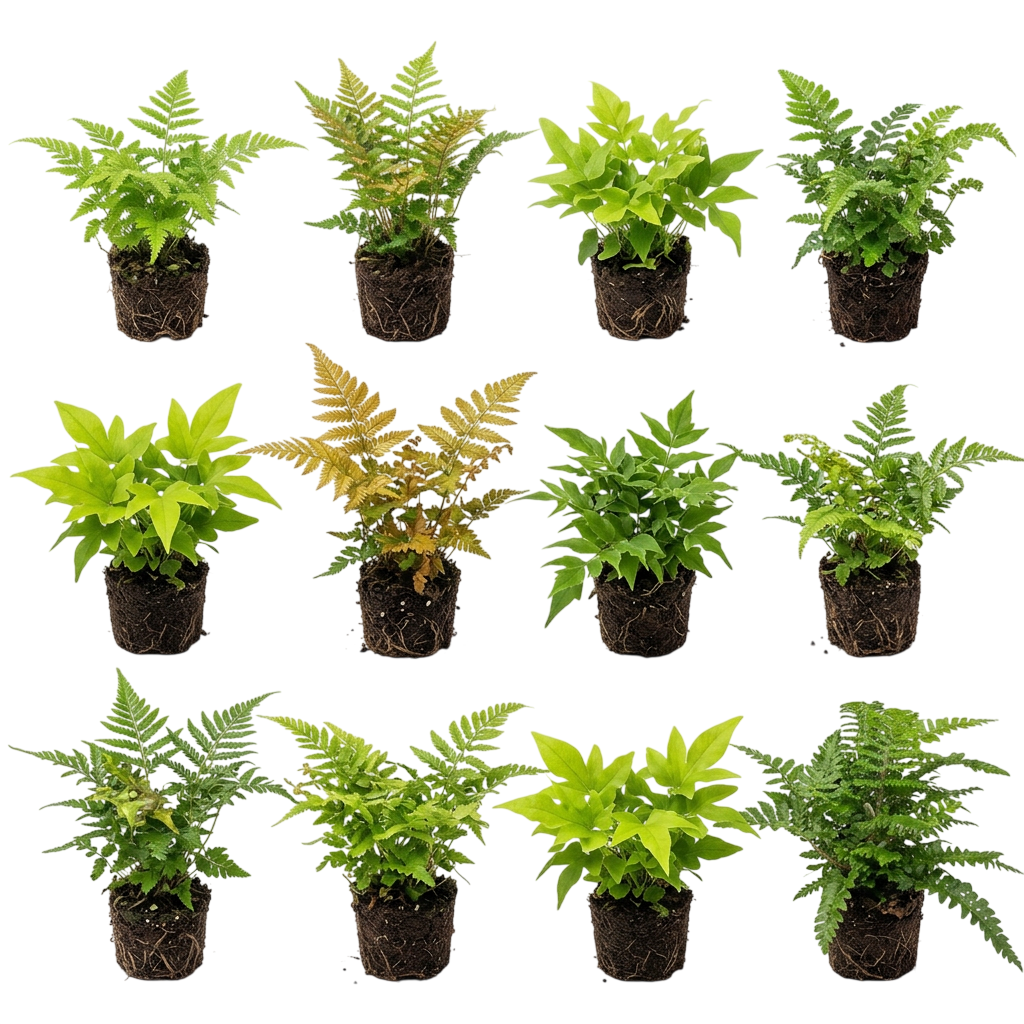 Fougère extérieure mélangée 12 plantes P9 - bord de bassin ombre rustique - Image 1