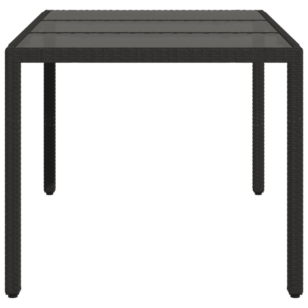 Table de Jardin Rectangulaire Noire 150 cm 6 Personnes en Résine Tressée et Plateau Verre – ComfortXL Outdoor Living - Image 5