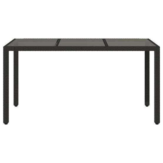 Table de Jardin Rectangulaire Noire 150 cm 6 Personnes en Résine Tressée et Plateau Verre – ComfortXL Outdoor Living - Image 4