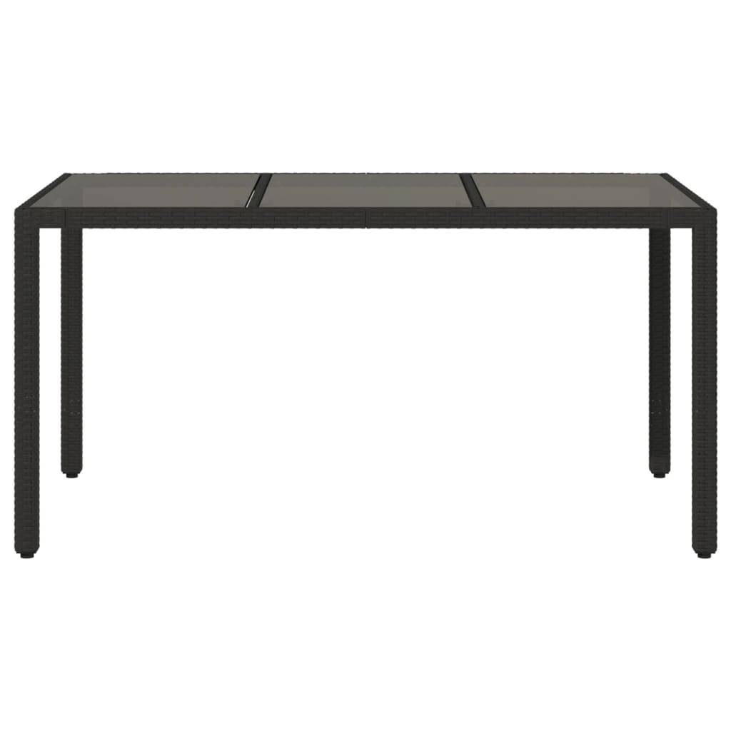 Table de Jardin Rectangulaire Noire 150 cm 6 Personnes en Résine Tressée et Plateau Verre – ComfortXL Outdoor Living - Image 4
