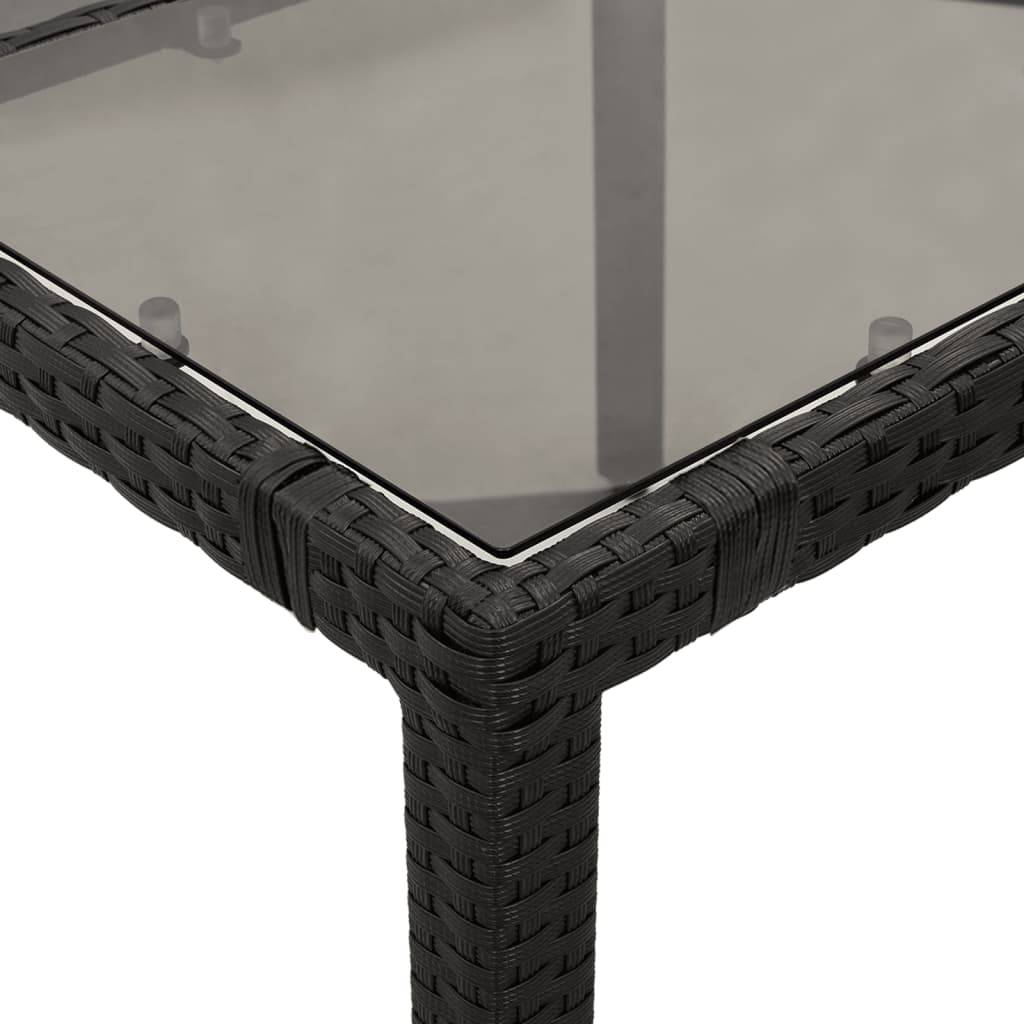 Table de Jardin Rectangulaire Noire 150 cm 6 Personnes en Résine Tressée et Plateau Verre – ComfortXL Outdoor Living - Image 7