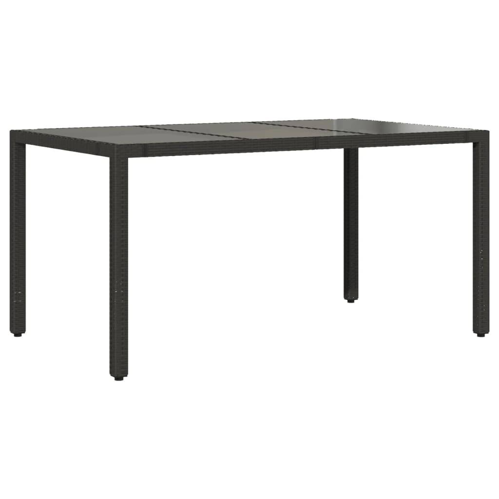 Table de Jardin Rectangulaire Noire 150 cm 6 Personnes en Résine Tressée et Plateau Verre – ComfortXL Outdoor Living - Image 2