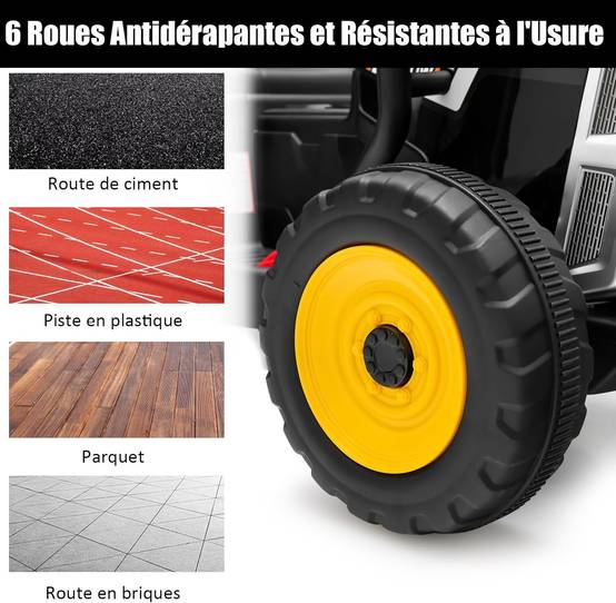 Tracteur avec Remorque Electrique pour Enfants 12 V avec Télécommande 2,4G - 3 Vitesses (Noir) - Image 8