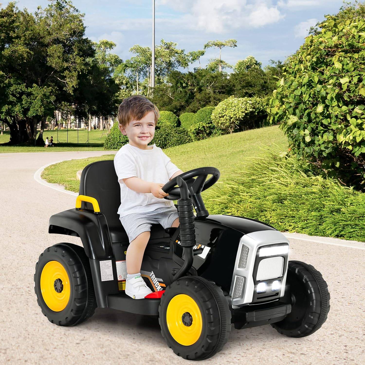 Tracteur avec Remorque Electrique pour Enfants 12 V avec Télécommande 2,4G - 3 Vitesses (Noir) - Image 7