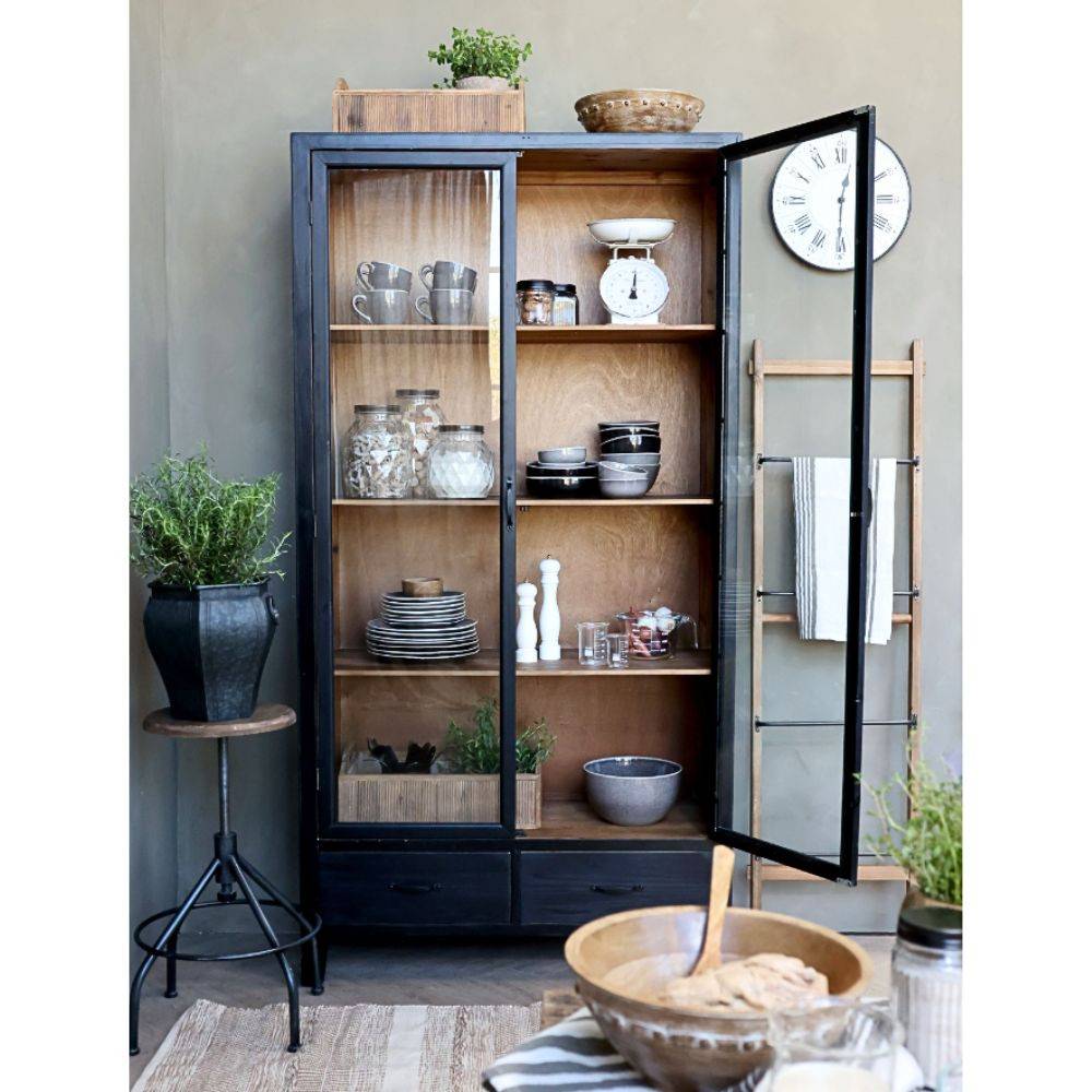 Chemin De Campagne - Armoire vitrine en bois de sapin noir et verre 100 x 40 x 195 cm Chemin de campagne - Image 3