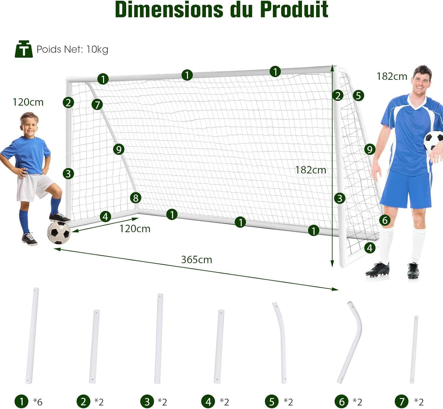 But de Football Exterieur 365 x 182 cm, Cage de Foot, pour Jardin Entraînement Installation Rapide - Image 4