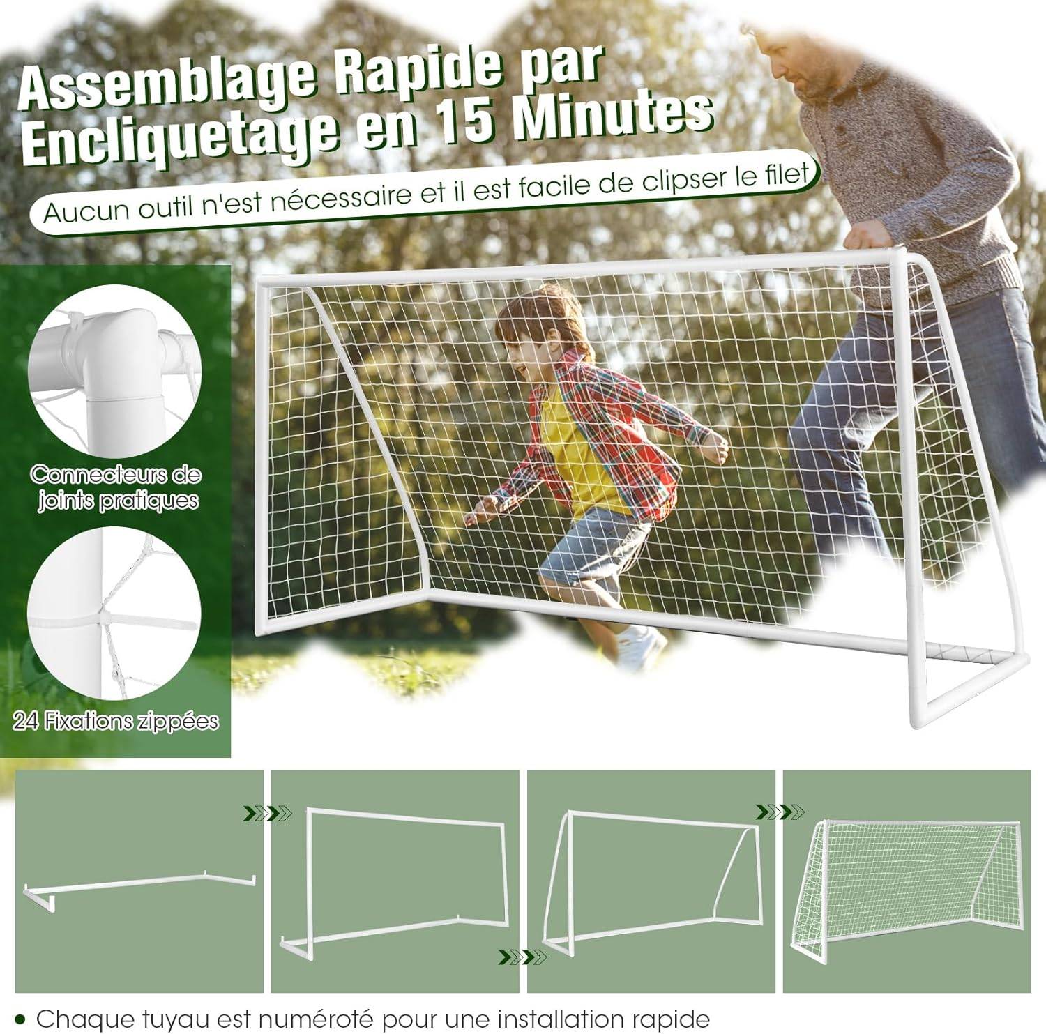 But de Football Exterieur 365 x 182 cm, Cage de Foot, pour Jardin Entraînement Installation Rapide - Image 3