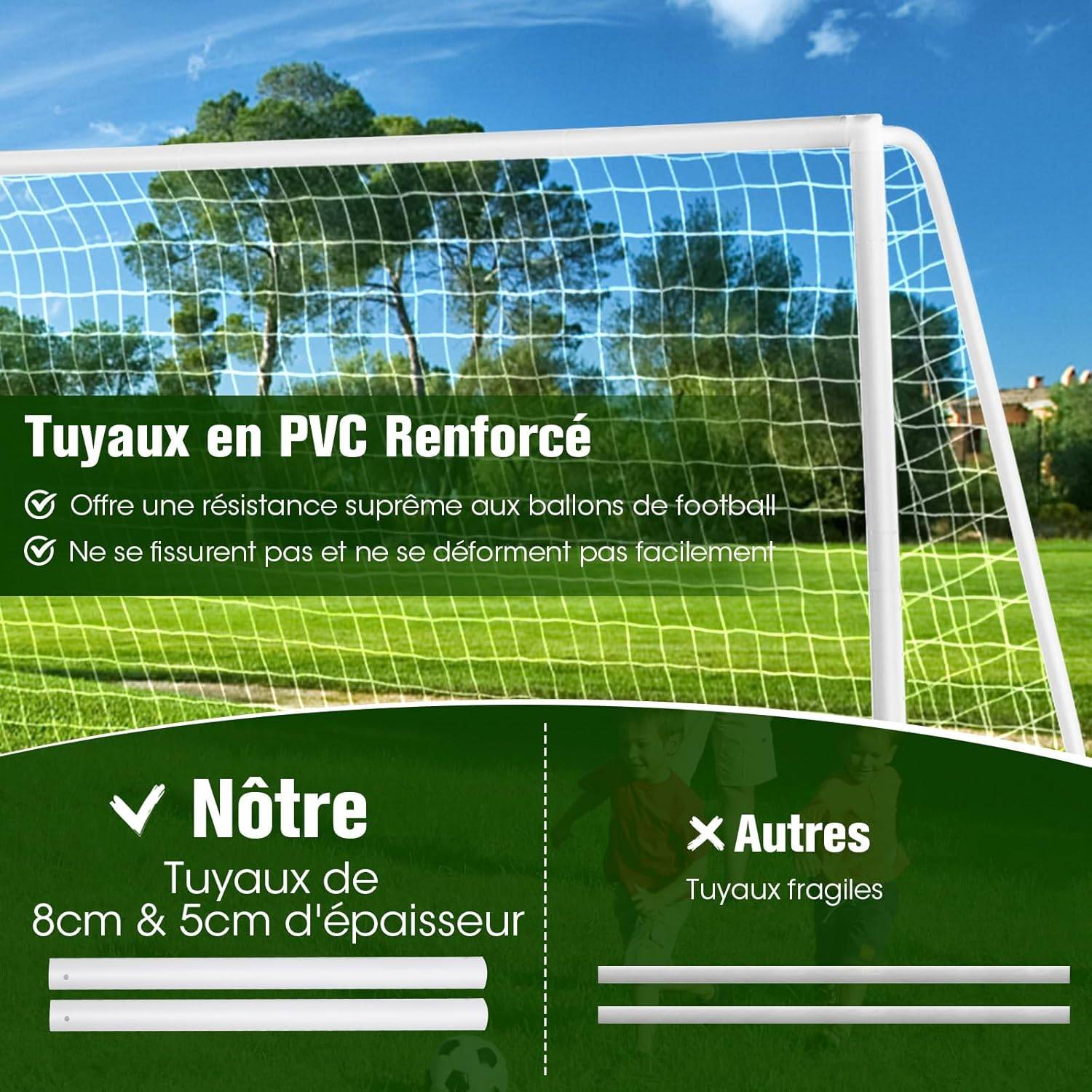But de Football Exterieur 365 x 182 cm, Cage de Foot, pour Jardin Entraînement Installation Rapide - Image 5