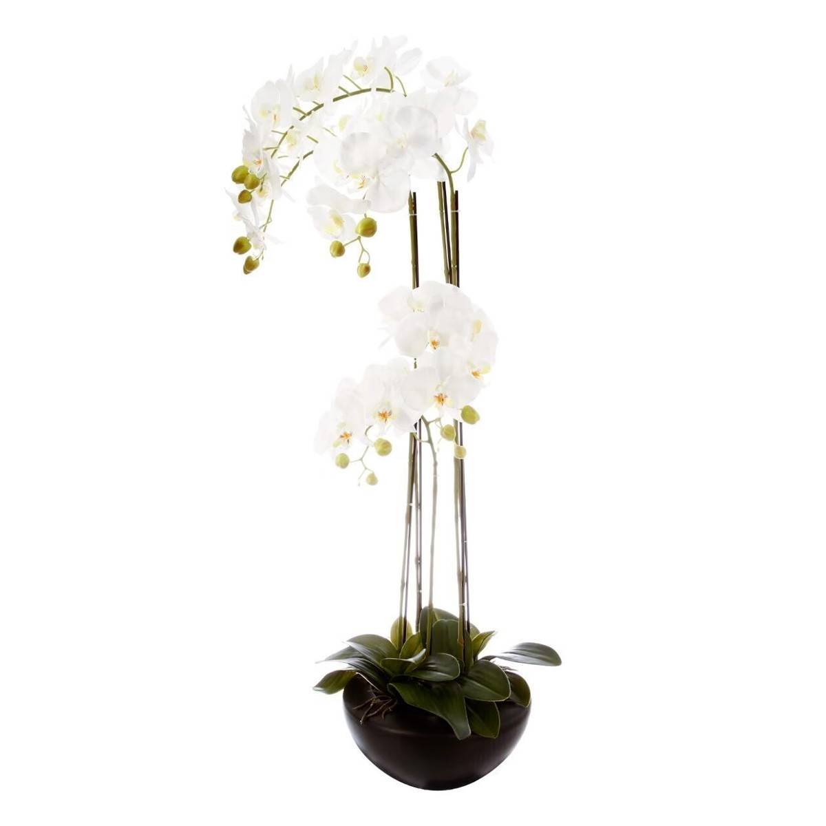 Fleur Artificielle en Pot "Orchidée" 115cm Blanc - Image 1