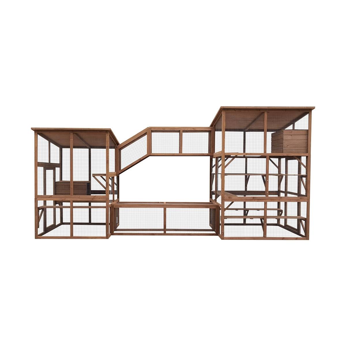 Parc à chats ludique en bois avec plateformes, niches et passerelles – Cemonjardin - Image 1