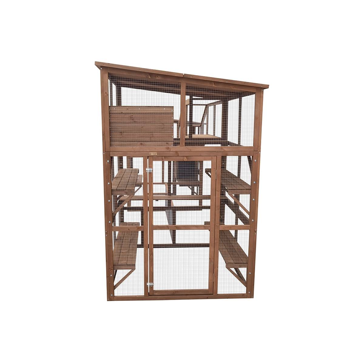 Parc à chats ludique en bois avec plateformes, niches et passerelles – Cemonjardin - Image 4