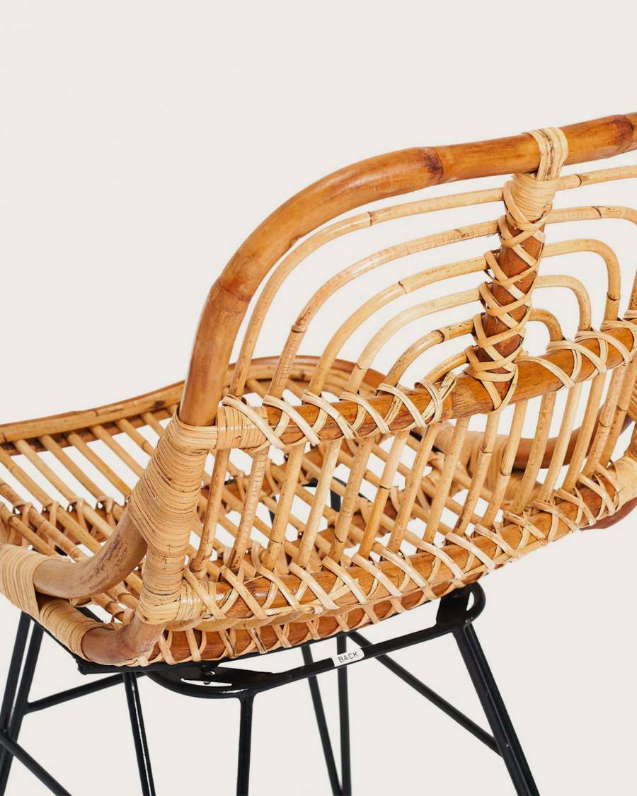Villa- Lot de 4 chaises en rotin naturel et pied métal - UNIQKA - Image 4