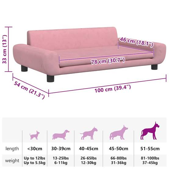 Vidaxl - Lit pour chien rose 100x54x33 cm velours vidaXL 171984 - Image 3
