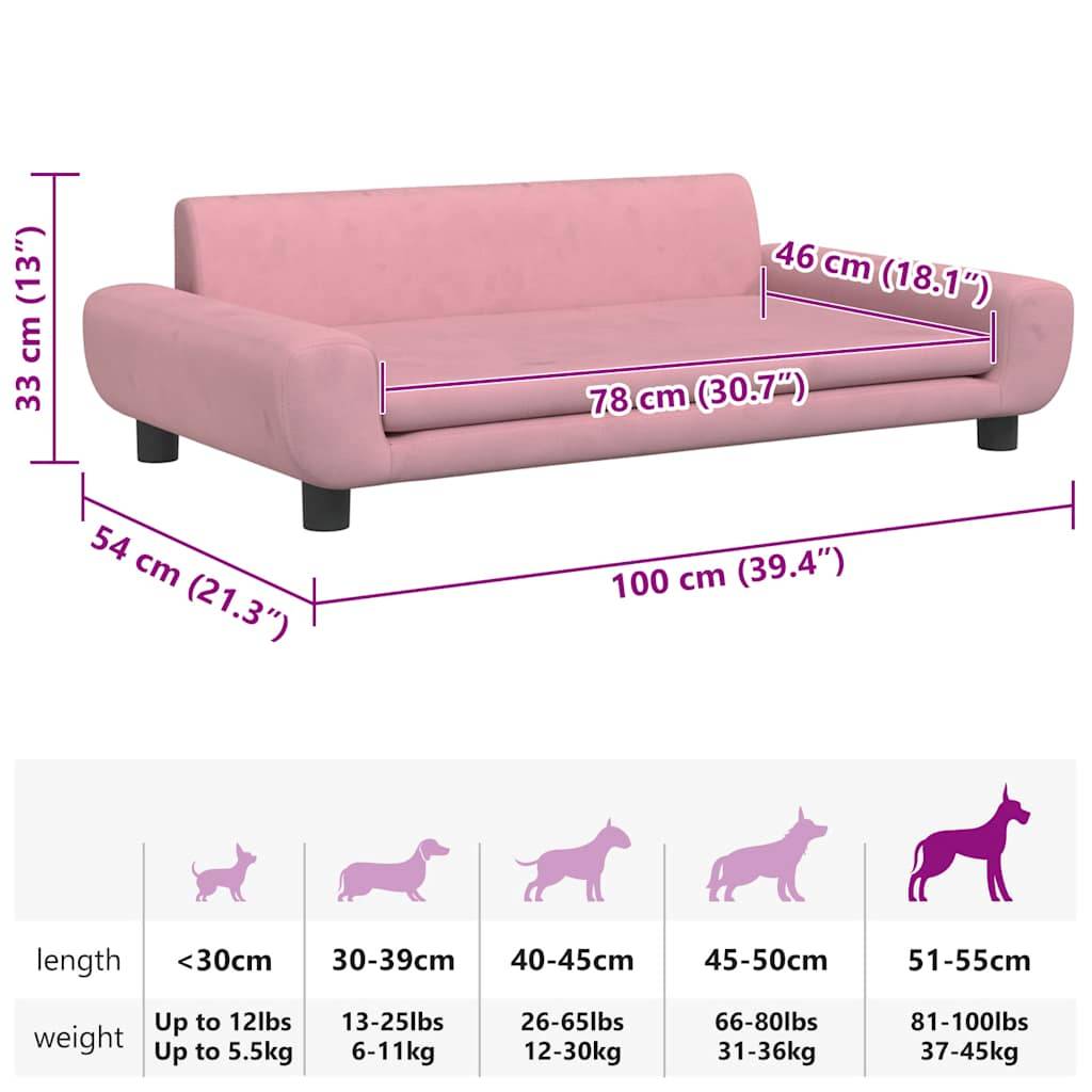Vidaxl - Lit pour chien rose 100x54x33 cm velours vidaXL 171984 - Image 3