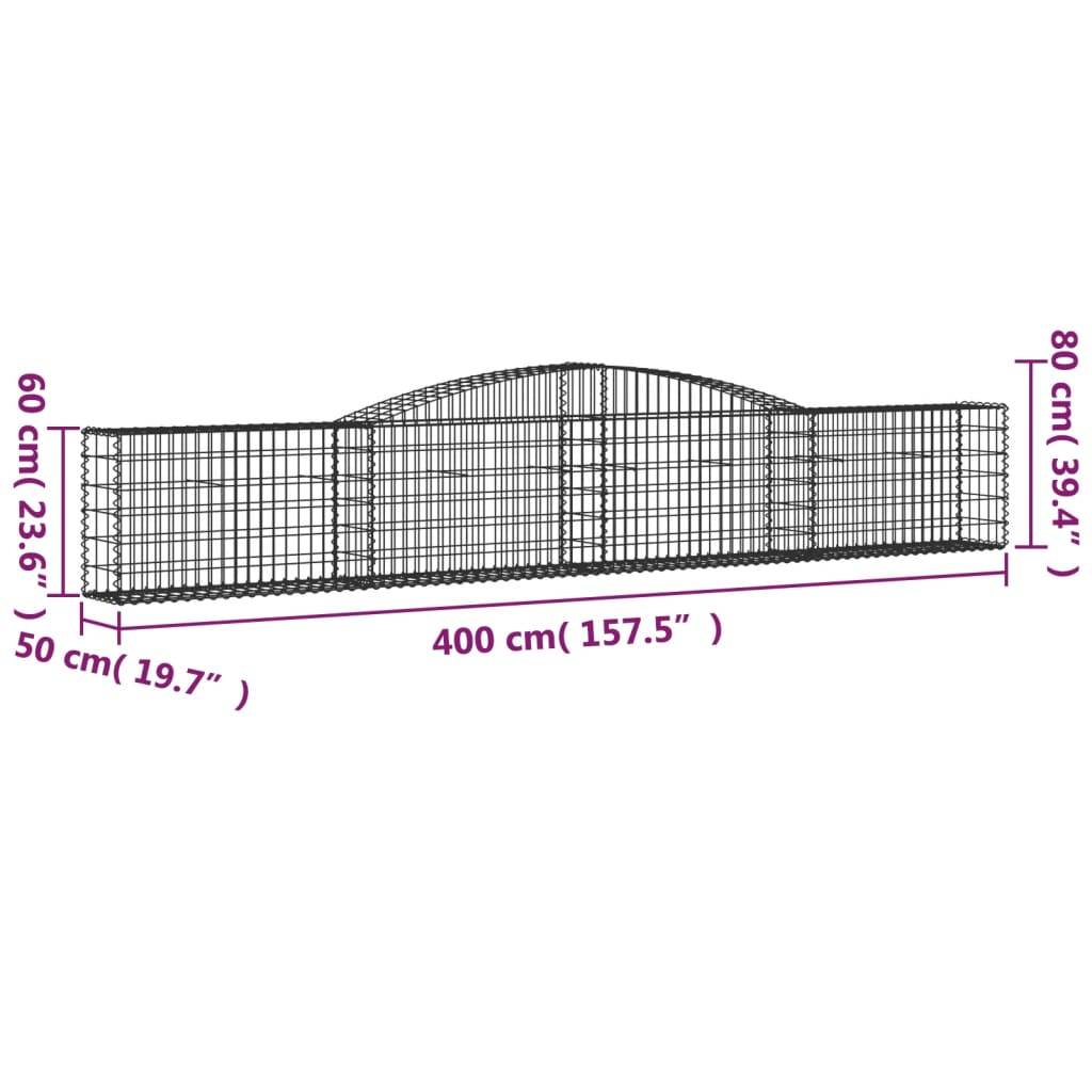 Vidaxl - Paniers à gabions arqués 25 pcs 400x50x60/80 cm Fer galvanisé vidaXL 3146981 - Image 3