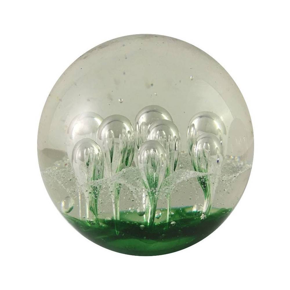 Presse papier sulfure "Gouttes" en verre vert Ø.8 cm Chemin de campagne - Image 1