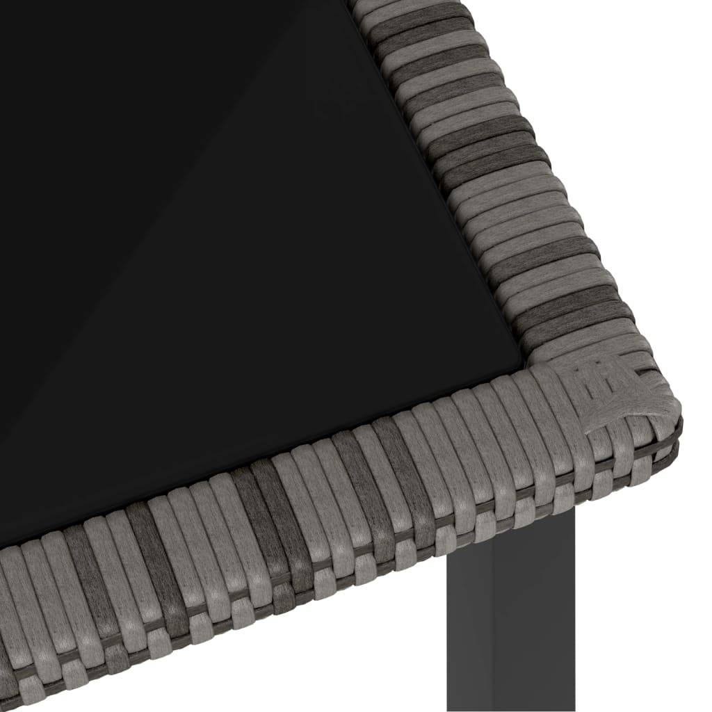 ComfortXL - Table de Jardin Carrée 70x70cm en Résine Tressée Grise et Verre Trempé pour 2 Personnes – ComfortXL Outdoor Living - Image 3