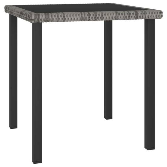 ComfortXL - Table de Jardin Carrée 70x70cm en Résine Tressée Grise et Verre Trempé pour 2 Personnes – ComfortXL Outdoor Living - Image 1