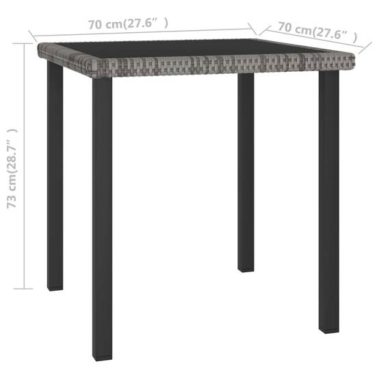 ComfortXL - Table de Jardin Carrée 70x70cm en Résine Tressée Grise et Verre Trempé pour 2 Personnes – ComfortXL Outdoor Living - Image 4