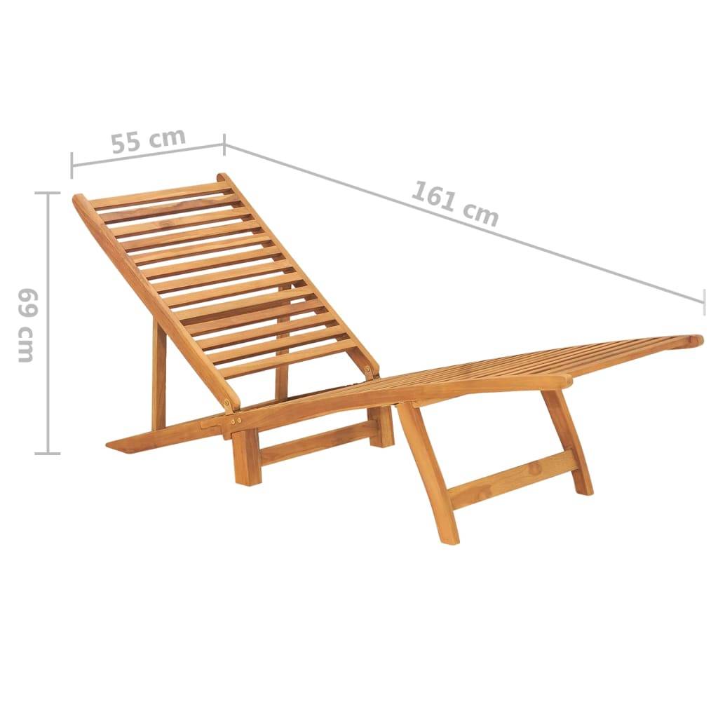 Helloshop26 - Transat chaise longue bain de soleil lit de jardin terrasse meuble d'extérieur bois de teck solide - Image 6